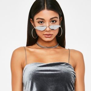 Grey velvet crop tank top Small